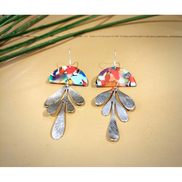 Rainbow Leaf Earrings - Silver-Nook & Cranny Gift Store-2019 National Gift Store Of The Year-Ireland-Gift Shop