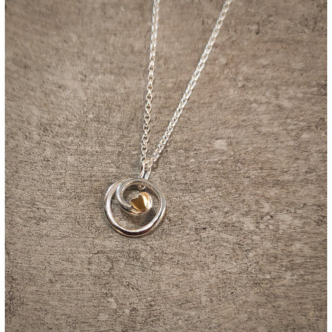 Love Knot Sterling Silver Pendant & Chain with 9ct Gold Heart - Made in Laois-Nook & Cranny Gift Store-2019 National Gift Store Of The Year-Ireland-Gift Shop