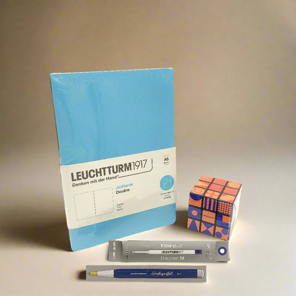 Set of Double Jottbook, Ballpoint Pen, Ballpoint Pen Refill and Rubik's Cube - Blue-Nook & Cranny Gift Store-2019 National Gift Store Of The Year-Ireland-Gift Shop