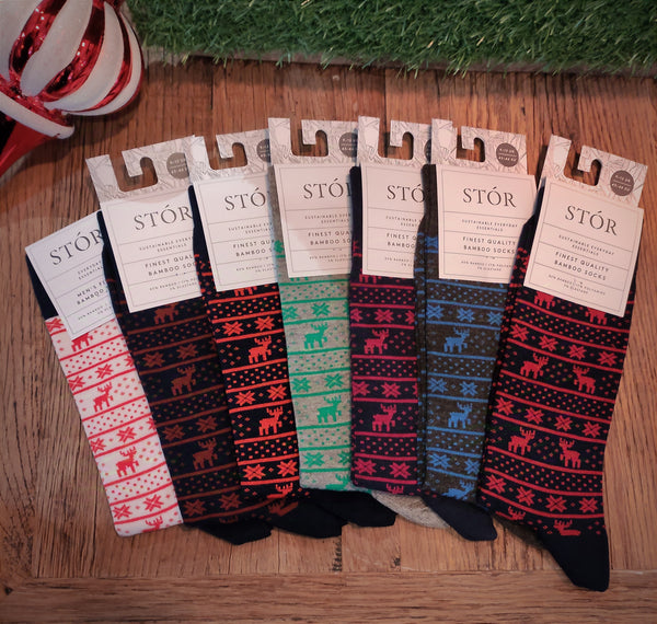 Luxury Bamboo Socks - Reindeer-Nook & Cranny Gift Store-2019 National Gift Store Of The Year-Ireland-Gift Shop