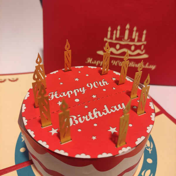 3d Pop up Card - 90th (Cake)-Nook & Cranny Gift Store-2019 National Gift Store Of The Year-Ireland-Gift Shop