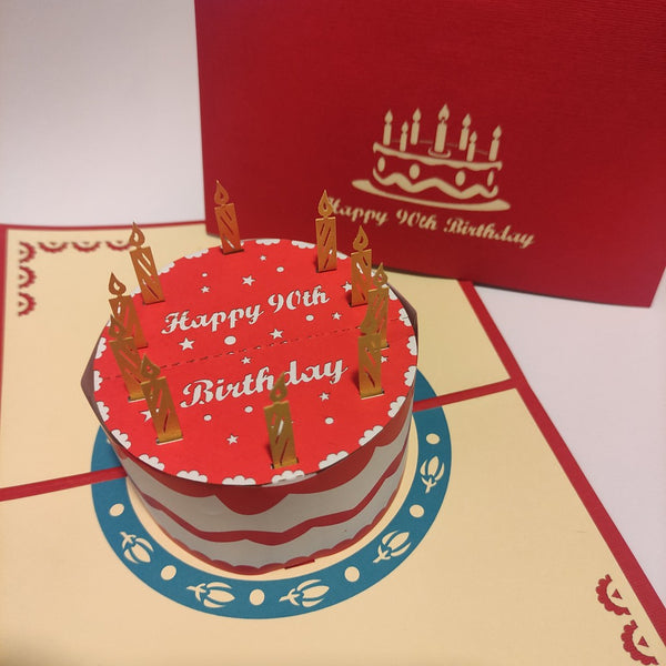 3d Pop up Card - 90th (Cake)-Nook & Cranny Gift Store-2019 National Gift Store Of The Year-Ireland-Gift Shop