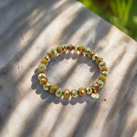 Iridescent Beaded Expandable Bracelet - Woodland Hues-Nook & Cranny Gift Store-2019 National Gift Store Of The Year-Ireland-Gift Shop