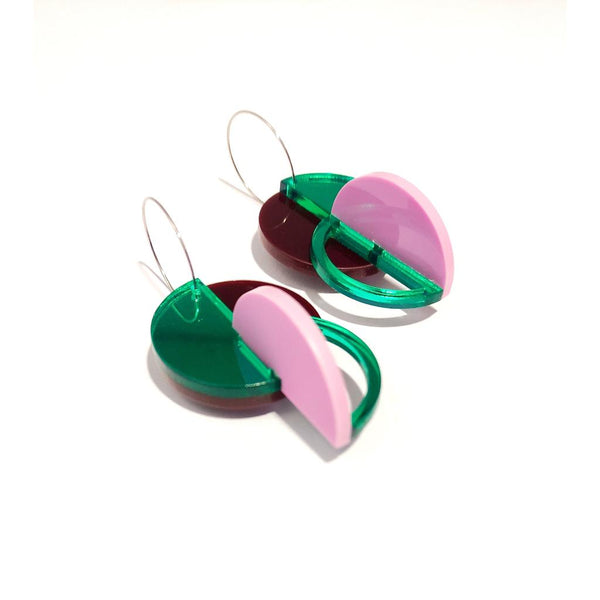 Rodchenko Earrings - Green & Maroon-Nook & Cranny Gift Store-2019 National Gift Store Of The Year-Ireland-Gift Shop