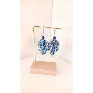 Handmade Origami Leaf Shaped Earrings - Blue & White-Nook & Cranny Gift Store-2019 National Gift Store Of The Year-Ireland-Gift Shop