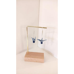 Handmade Origami Earrings - White and Blue Crane-Nook & Cranny Gift Store-2019 National Gift Store Of The Year-Ireland-Gift Shop