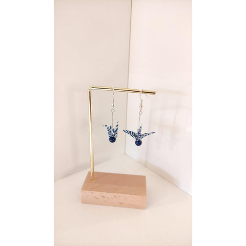 Handmade Origami Earrings - White and Blue Crane-Nook & Cranny Gift Store-2019 National Gift Store Of The Year-Ireland-Gift Shop