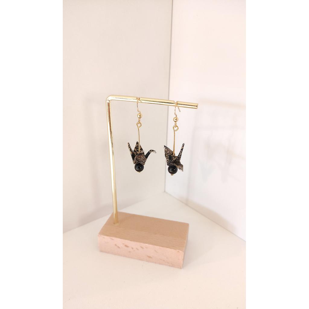 Handmade Origami Earrings - Black and Gold Crane-Nook & Cranny Gift Store-2019 National Gift Store Of The Year-Ireland-Gift Shop