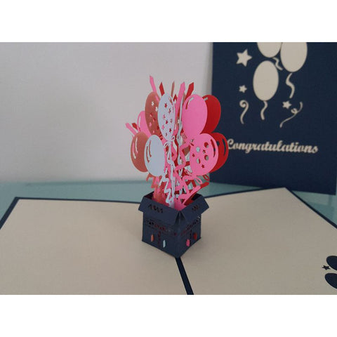 3d Pop up Card - Congratulations (Balloons - Navy)-Nook & Cranny Gift Store-2019 National Gift Store Of The Year-Ireland-Gift Shop