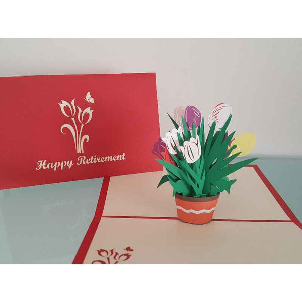 3d Pop up Card - Tulip (Happy Retirement)-Nook & Cranny Gift Store-2019 National Gift Store Of The Year-Ireland-Gift Shop