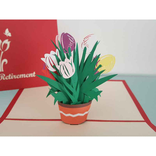 3d Pop up Card - Tulip (Happy Retirement)-Nook & Cranny Gift Store-2019 National Gift Store Of The Year-Ireland-Gift Shop