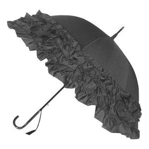 Grey Triple Frill Classic - Stick Umbrella-Nook & Cranny Gift Store-2019 National Gift Store Of The Year-Ireland-Gift Shop