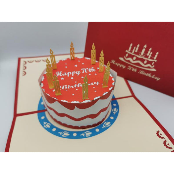 3d Pop up Card - 70th (Cake)-Nook & Cranny Gift Store-2019 National Gift Store Of The Year-Ireland-Gift Shop