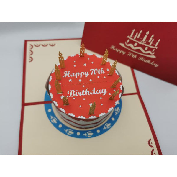 3d Pop up Card - 70th (Cake)-Nook & Cranny Gift Store-2019 National Gift Store Of The Year-Ireland-Gift Shop