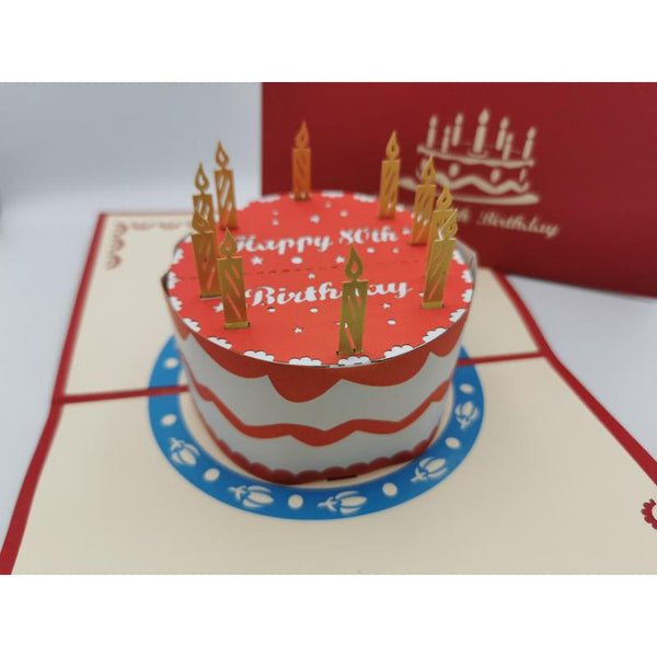 3d Pop up Card - 80th (Cake)-Nook & Cranny Gift Store-2019 National Gift Store Of The Year-Ireland-Gift Shop