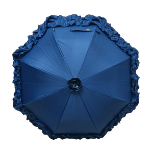 Navy Triple Frill Classic - Stick Umbrella-Nook & Cranny Gift Store-2019 National Gift Store Of The Year-Ireland-Gift Shop