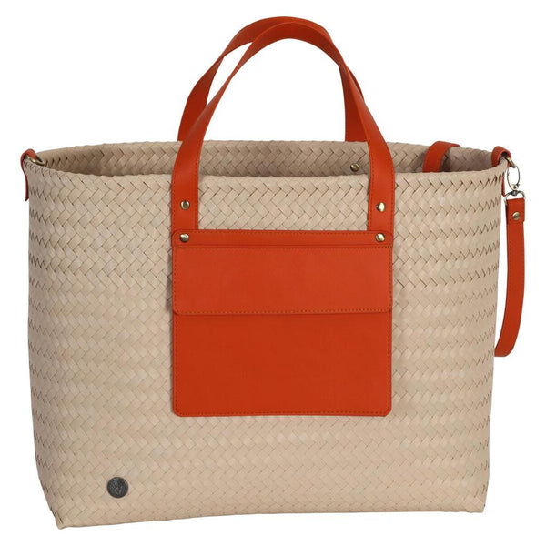 Percey Shopper Bag - Natural & Deep Carrot Orange-Nook & Cranny Gift Store-2019 National Gift Store Of The Year-Ireland-Gift Shop