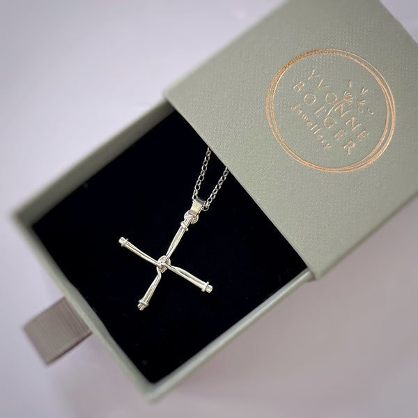 Brigid's Cross Silver Pendant & Chain - Made in Laois-Nook & Cranny Gift Store-2019 National Gift Store Of The Year-Ireland-Gift Shop