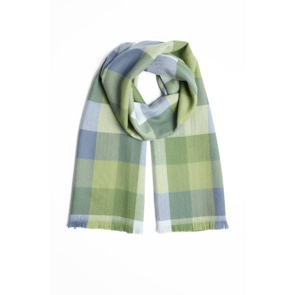 Giant Merino Foxford Scarf - Green & Blue Small Block Check-Nook & Cranny Gift Store-2019 National Gift Store Of The Year-Ireland-Gift Shop