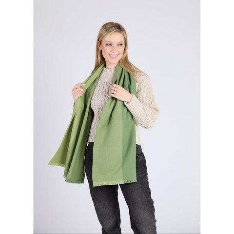 Giant Merino Foxford Scarf - Green Stripe