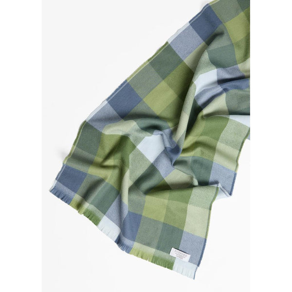 Giant Merino Foxford Scarf - Green & Blue Small Block Check-Nook & Cranny Gift Store-2019 National Gift Store Of The Year-Ireland-Gift Shop