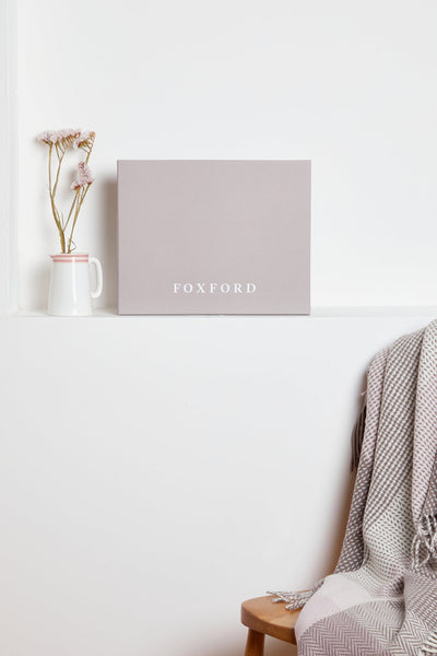 Foxford Cashmere Throw - Subtle Grey & Cream Soft Herringbone-Nook & Cranny Gift Store-2019 National Gift Store Of The Year-Ireland-Gift Shop