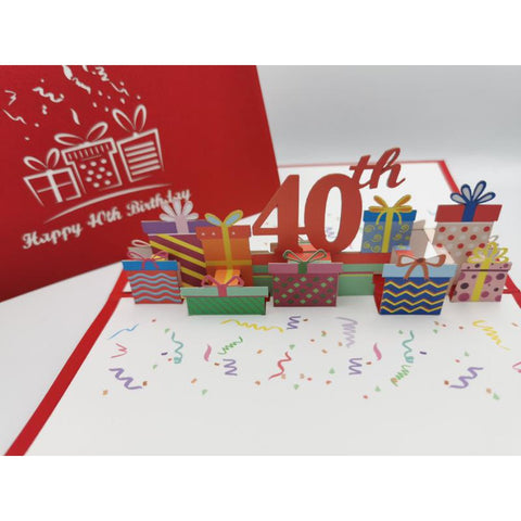 3d Pop up Card - 40th (Presents)-Nook & Cranny Gift Store-2019 National Gift Store Of The Year-Ireland-Gift Shop