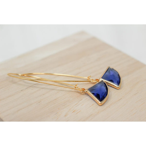 Sapphire Fan Deco Earrings (Long)-Nook & Cranny Gift Store-2019 National Gift Store Of The Year-Ireland-Gift Shop