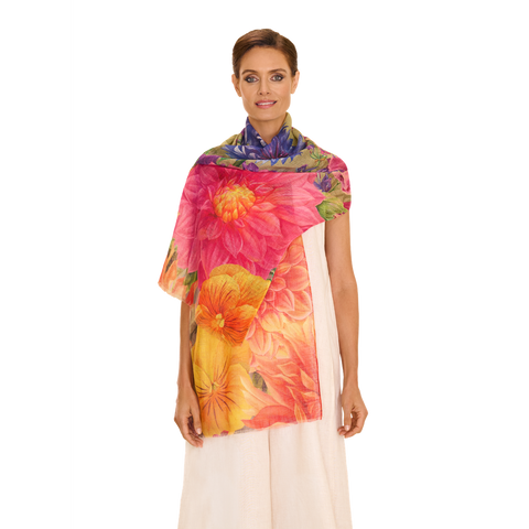 Bountiful Blooms Linen/Cotton Print Scarf-Nook & Cranny Gift Store-2019 National Gift Store Of The Year-Ireland-Gift Shop