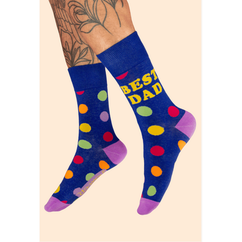 Men's Sock - 'Best Dad' Polka Dot (Navy)-Nook & Cranny Gift Store-2019 National Gift Store Of The Year-Ireland-Gift Shop