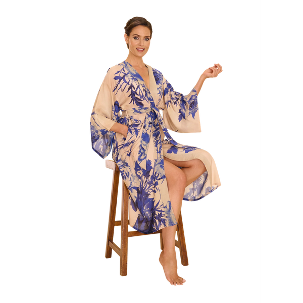 Luxurious Kimono Gown - Chine Blue Blooms-Nook & Cranny Gift Store-2019 National Gift Store Of The Year-Ireland-Gift Shop