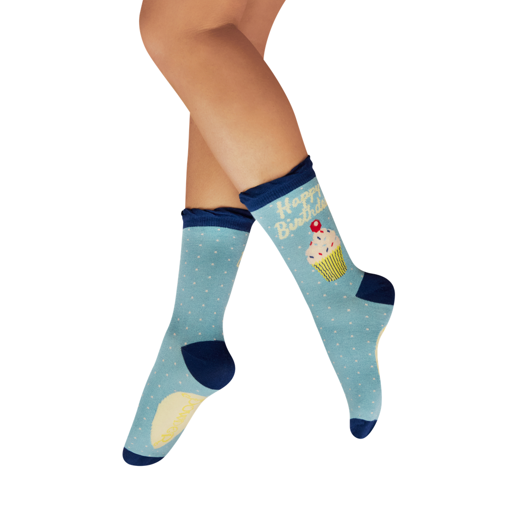 Bamboo Ankle Socks - Birthday Treat (Denim)-Nook & Cranny Gift Store-2019 National Gift Store Of The Year-Ireland-Gift Shop