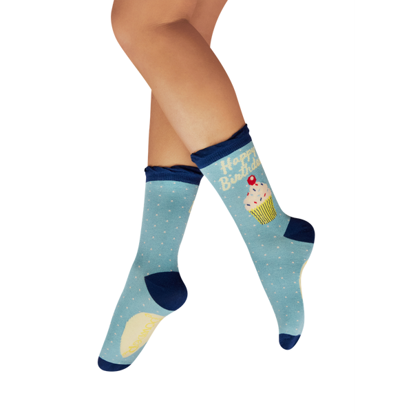 Bamboo Ankle Socks - Birthday Treat (Denim)-Nook & Cranny Gift Store-2019 National Gift Store Of The Year-Ireland-Gift Shop