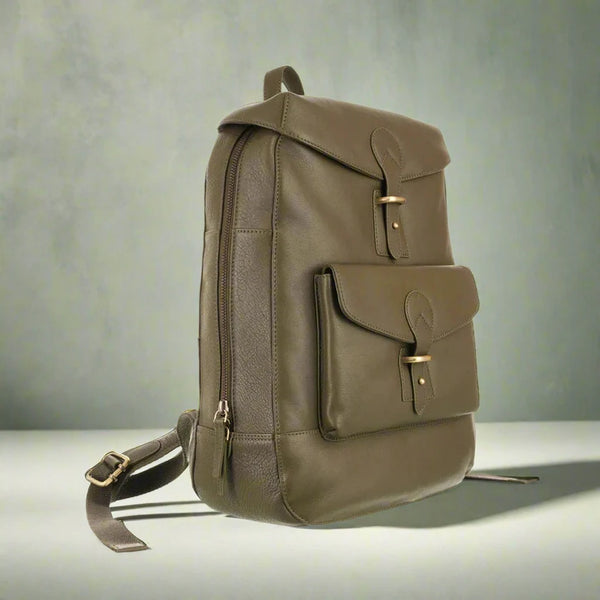 Rucksack (Olive Green) - Luxury Irish Soft Leather-Nook & Cranny Gift Store-2019 National Gift Store Of The Year-Ireland-Gift Shop