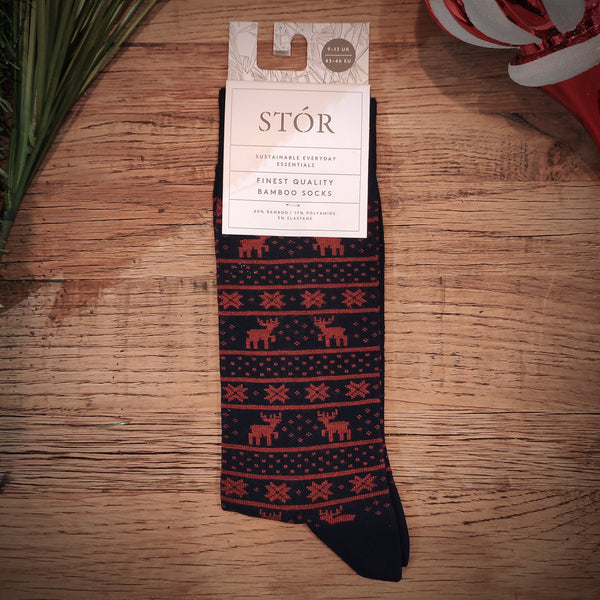 Luxury Bamboo Socks - Reindeer-Nook & Cranny Gift Store-2019 National Gift Store Of The Year-Ireland-Gift Shop