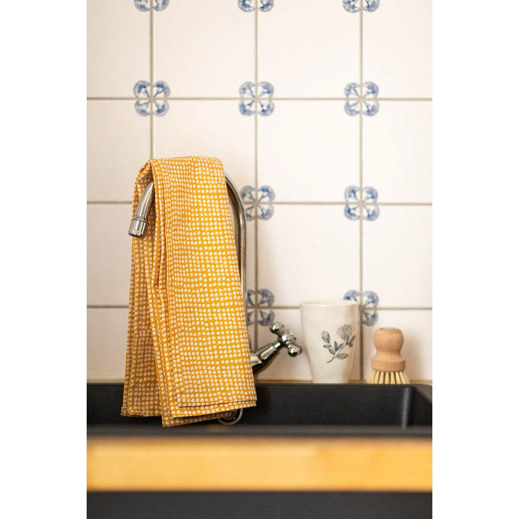 Set of 2 Retro Tea Towels - Mustard / Cream-Nook & Cranny Gift Store-2019 National Gift Store Of The Year-Ireland-Gift Shop