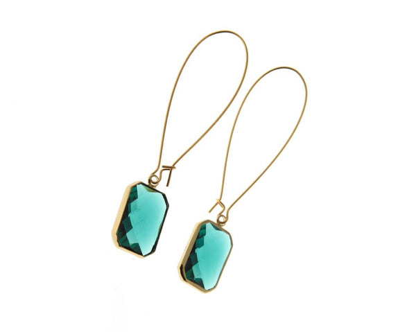 Emerald Deco Drop Earrings - Long-Nook & Cranny Gift Store-2019 National Gift Store Of The Year-Ireland-Gift Shop