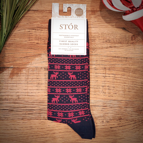 Luxury Bamboo Socks - Reindeer-Nook & Cranny Gift Store-2019 National Gift Store Of The Year-Ireland-Gift Shop