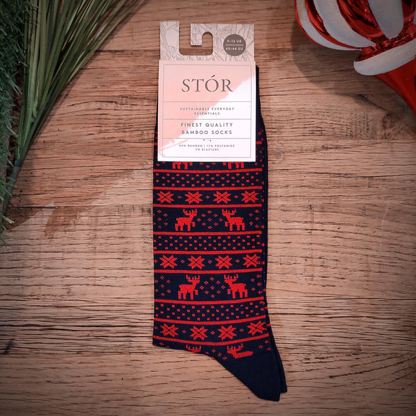 Luxury Bamboo Socks - Reindeer-Nook & Cranny Gift Store-2019 National Gift Store Of The Year-Ireland-Gift Shop