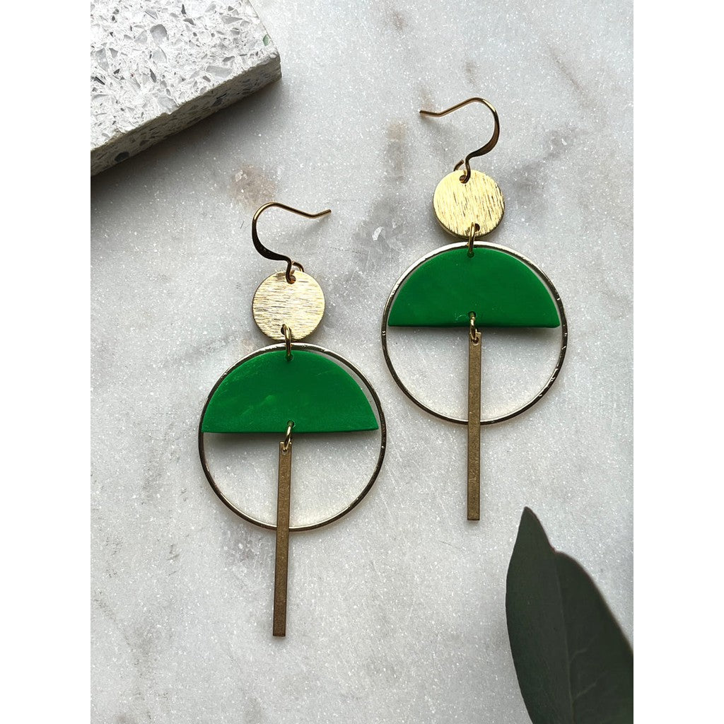 Sinead Earrings - Gold / Green-Nook & Cranny Gift Store-2019 National Gift Store Of The Year-Ireland-Gift Shop