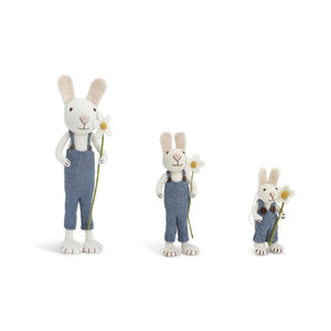 Felt White Bunny in Blue Pants and Marguerite-Nook & Cranny Gift Store-2019 National Gift Store Of The Year-Ireland-Gift Shop