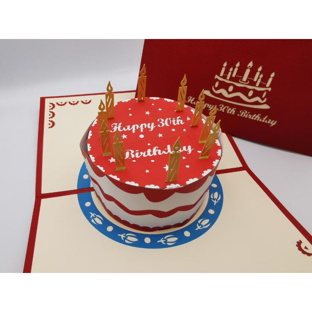 3d Pop up Card - 30th (Cake)-Nook & Cranny Gift Store-2019 National Gift Store Of The Year-Ireland-Gift Shop