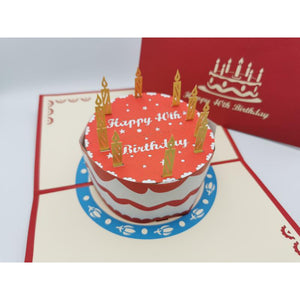 3d Pop up Card - 40th (Cake)-Nook & Cranny Gift Store-2019 National Gift Store Of The Year-Ireland-Gift Shop