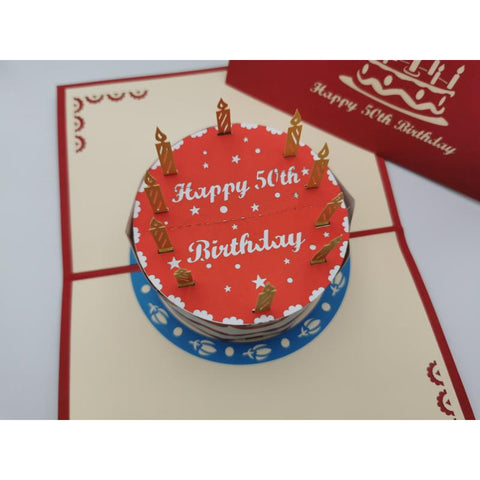 3d Pop up Card - 50th (Cake)-Nook & Cranny Gift Store-2019 National Gift Store Of The Year-Ireland-Gift Shop