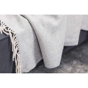 Foxford Cashmere Throw - Subtle Grey & Cream Soft Herringbone-Nook & Cranny Gift Store-2019 National Gift Store Of The Year-Ireland-Gift Shop