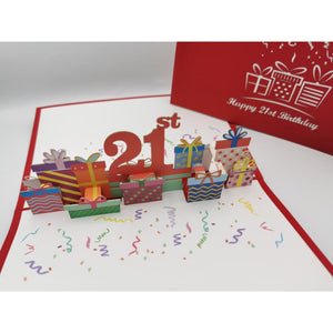 3d Pop up Card - 21st (Presents)-Nook & Cranny Gift Store-2019 National Gift Store Of The Year-Ireland-Gift Shop