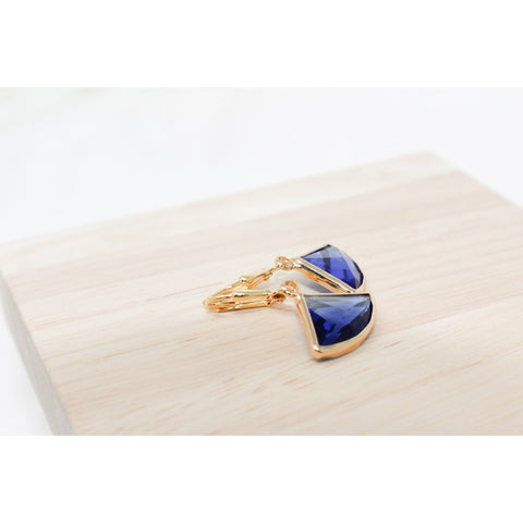 Sapphire Fan Deco Earrings (Short)-Nook & Cranny Gift Store-2019 National Gift Store Of The Year-Ireland-Gift Shop