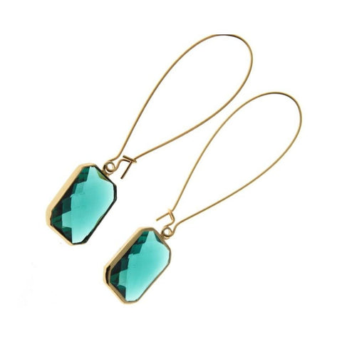 Emerald Deco Drop Earrings - Long-Nook & Cranny Gift Store-2019 National Gift Store Of The Year-Ireland-Gift Shop