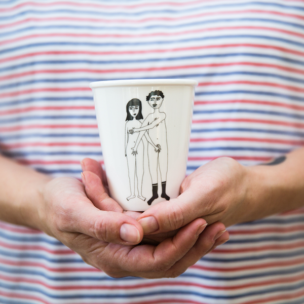 Naked couple porcelain cup - (from the Front!)-Nook & Cranny Gift Store-2019 National Gift Store Of The Year-Ireland-Gift Shop